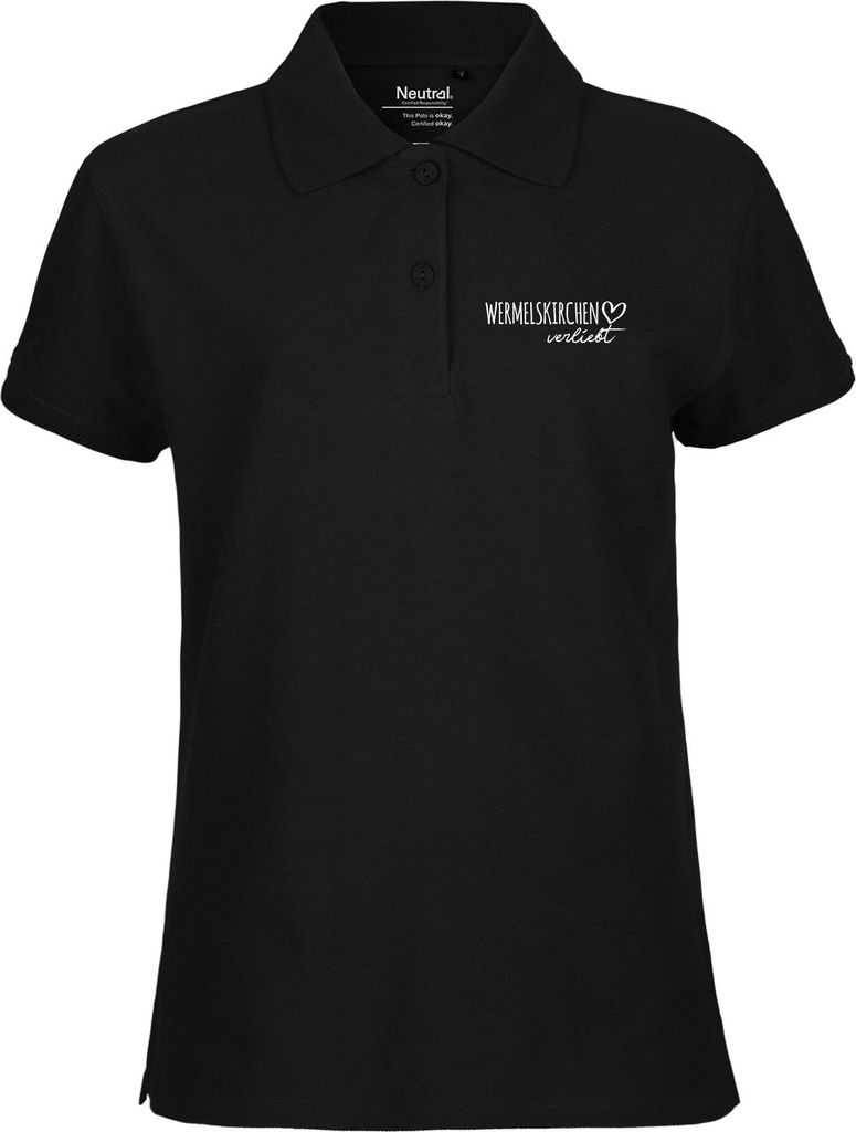 Huuraa Damen Polo Shirt Wermelskirchen verliebt L Black Bio Baumwolle Fairtrade Poloshirt Geschenkidee