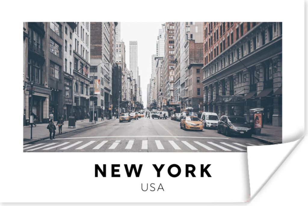 MuchoWow Poster New York - Straße - Auto 180x120 cm - Fotoplakat