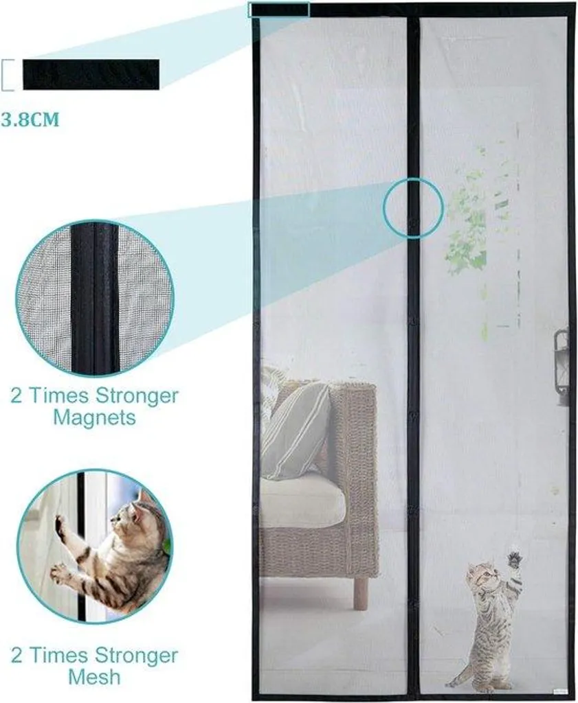 Moustiquaire porte magnétique renforcée 60x180 cm VP en maille noire