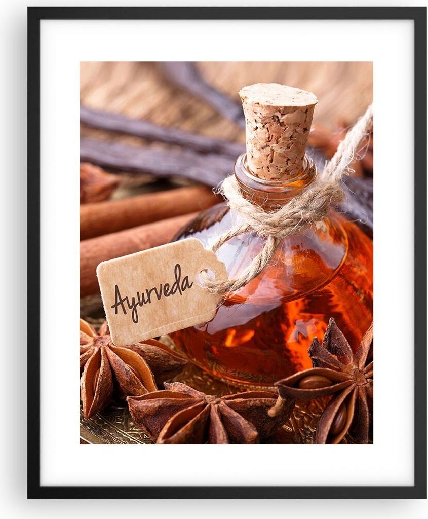 Gerahmtes Poster - Schwarzer Rahmen - Ayurwenda Anis Vanille - 40x50 cm - Wand Bild - Wanddeko - Wandbilder - Kunstposter - Wandposter - Bilderrahm...