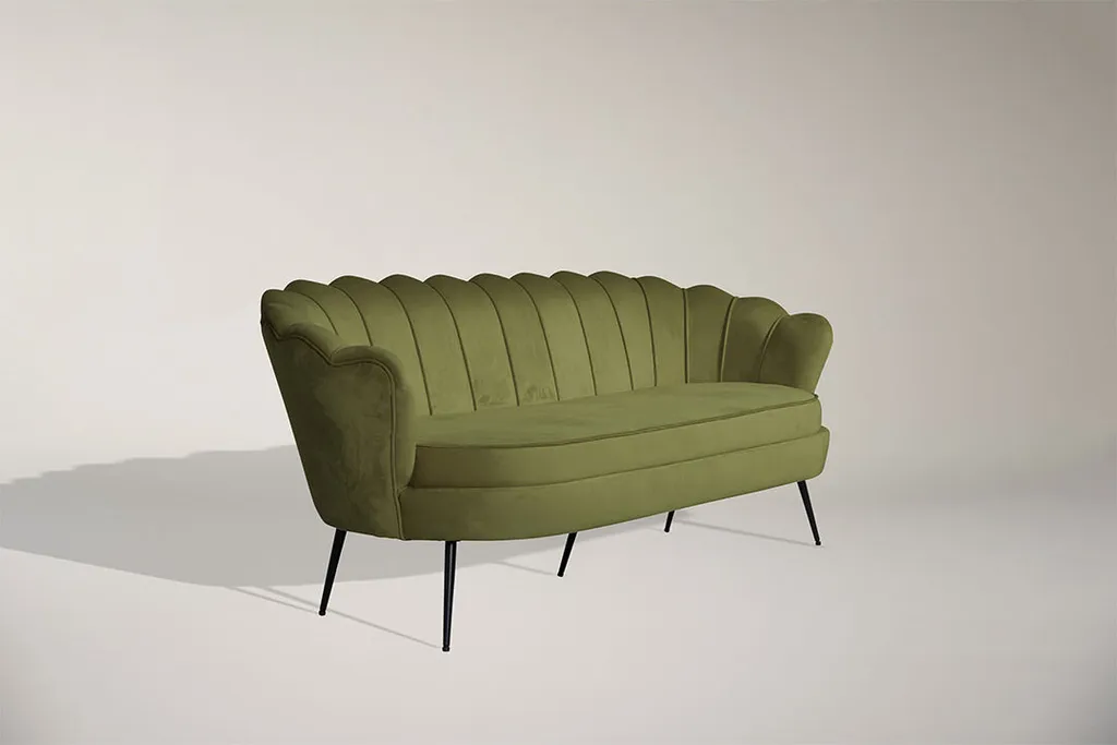 Canapé 3 places velours vert Nice - Durable, facile d'entretien et chic