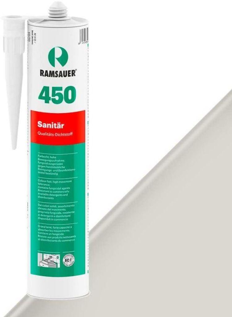 RAMSAUER 450 Sanitär Silikon 310 ml Kartusche Silbergrau Produktbild 