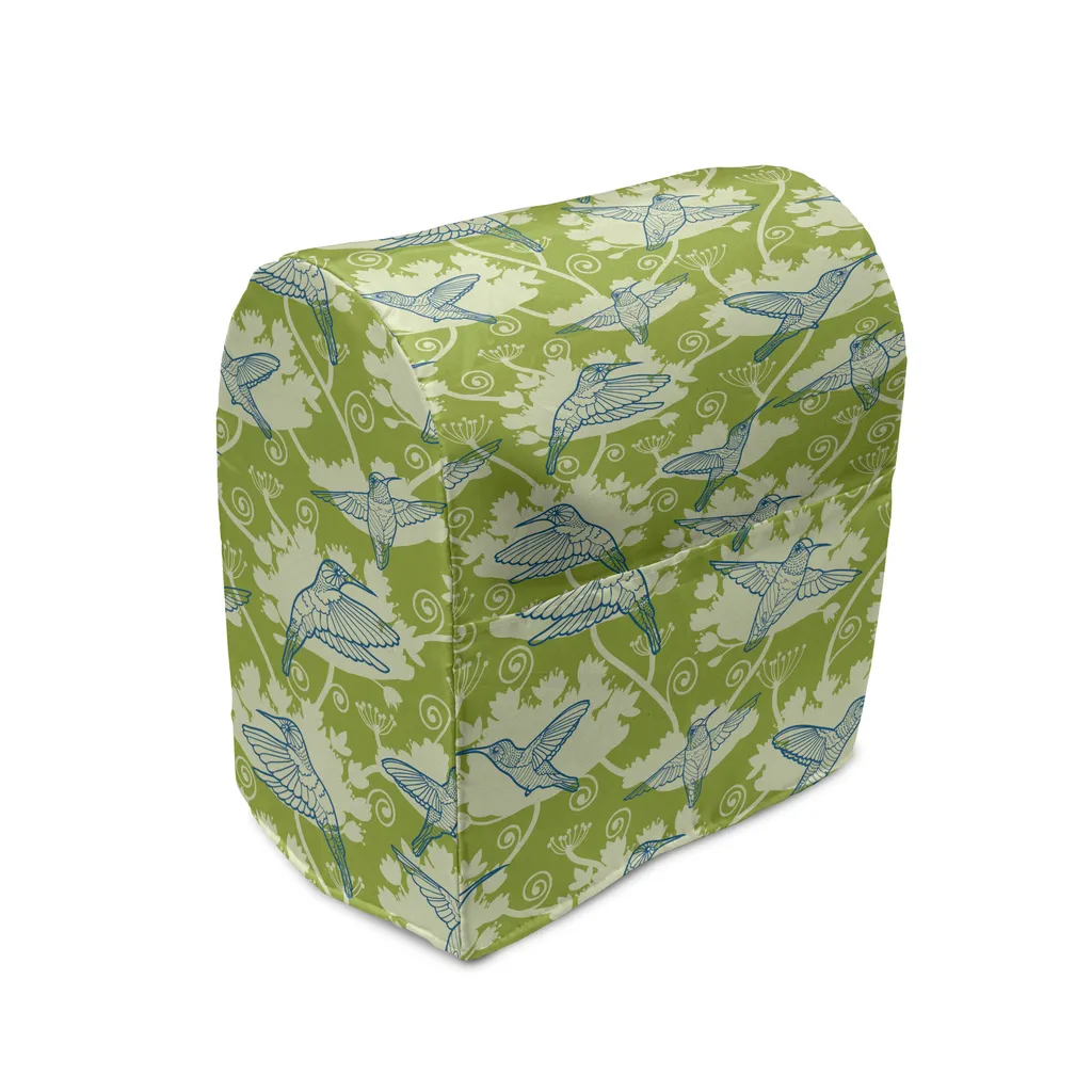 Housse Mixeur avec Poches de Rangement, Motif Colibri Vert et Bleu Azur