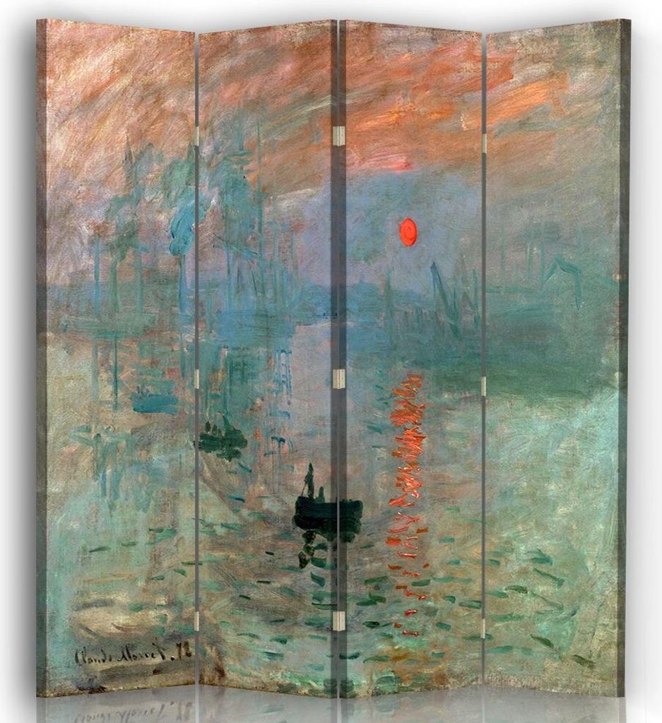 Paravent - Raumteiler Impression, Sonnenaufgang - Claude Monet - Dekorativer Raumtrenner cm. 145x170 (4 x)