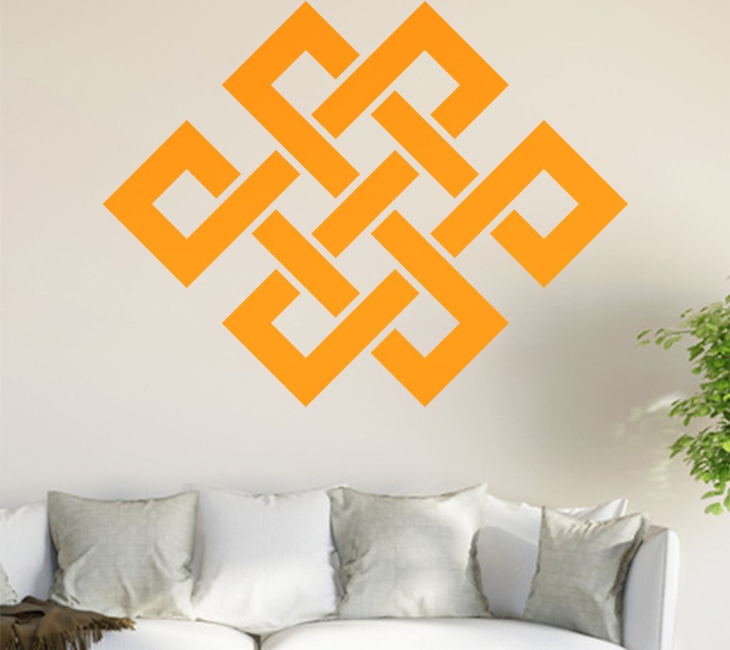 Buddhistischer Endlosknoten Wandtattoo in 6 Größen - Wandaufkleber Wall Sticker - Dekoration, Küche, Wohnzimmer, Schlafzimmer, Badezimmer