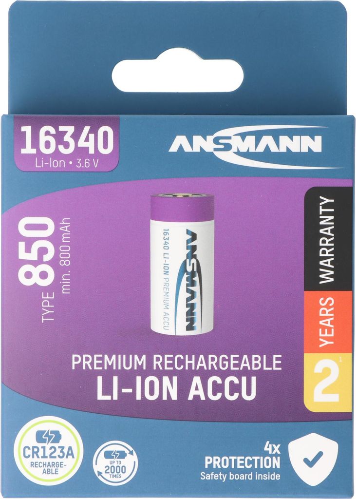 Ansmann Li-ion batéria CR123A, 16340, 3,6 V až 3,7 V, 850 Obrázok produktu 