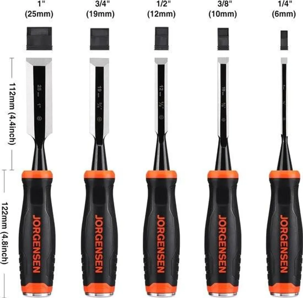 Set de 5 ciseaux à bois en acier chrome-vanadium avec étui de rangement - 2