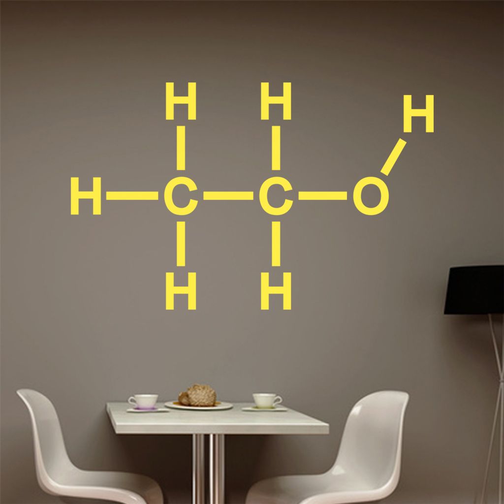 Ethanol Alkohol Äthanol Wandtattoo in 6 Größen - Wandaufkleber Wall Sticker - Dekoration, Küche, Wohnzimmer, Schlafzimmer, Badezimmer
