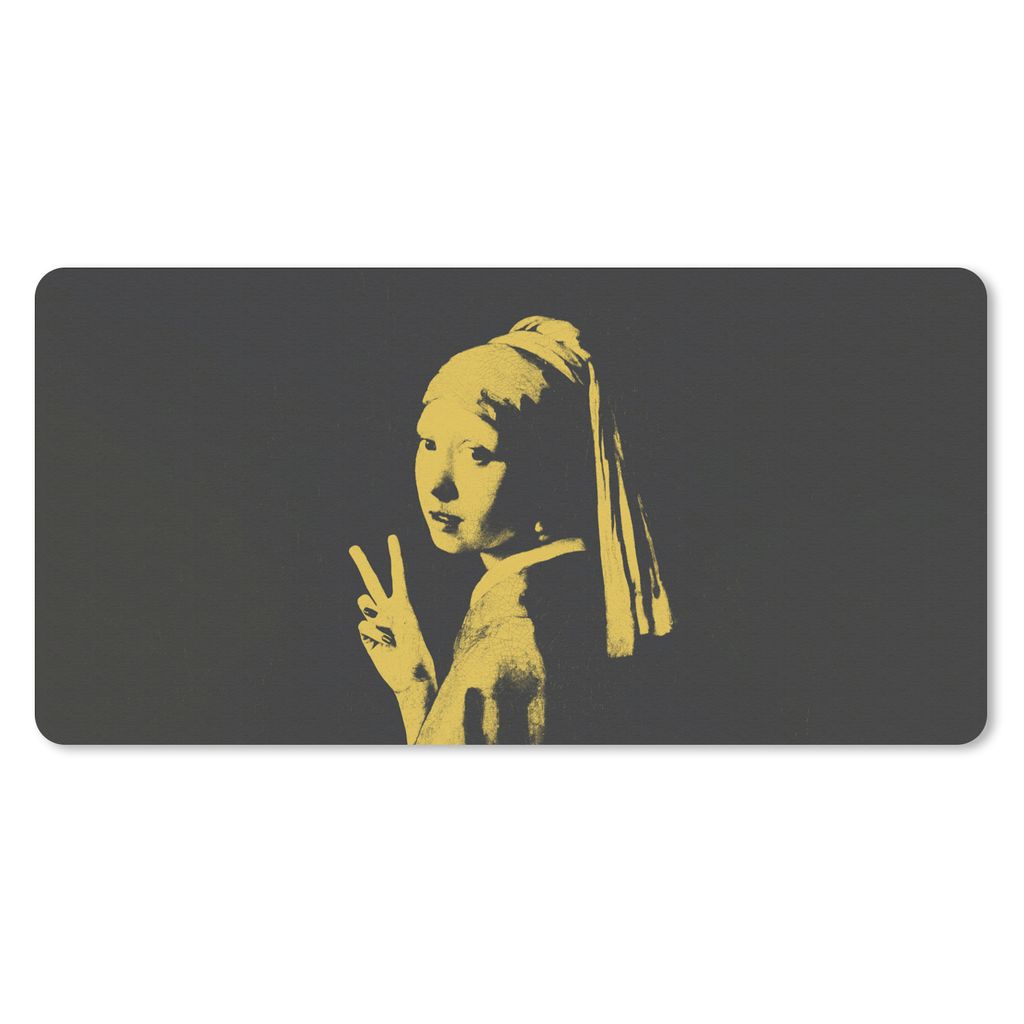 MuchoWow Schreibtischunterlage Das Mädchen mit dem Perlenohrring - Vermeer - Frieden 80x40 cm - XXL Mauspad - Gaming Mauspad