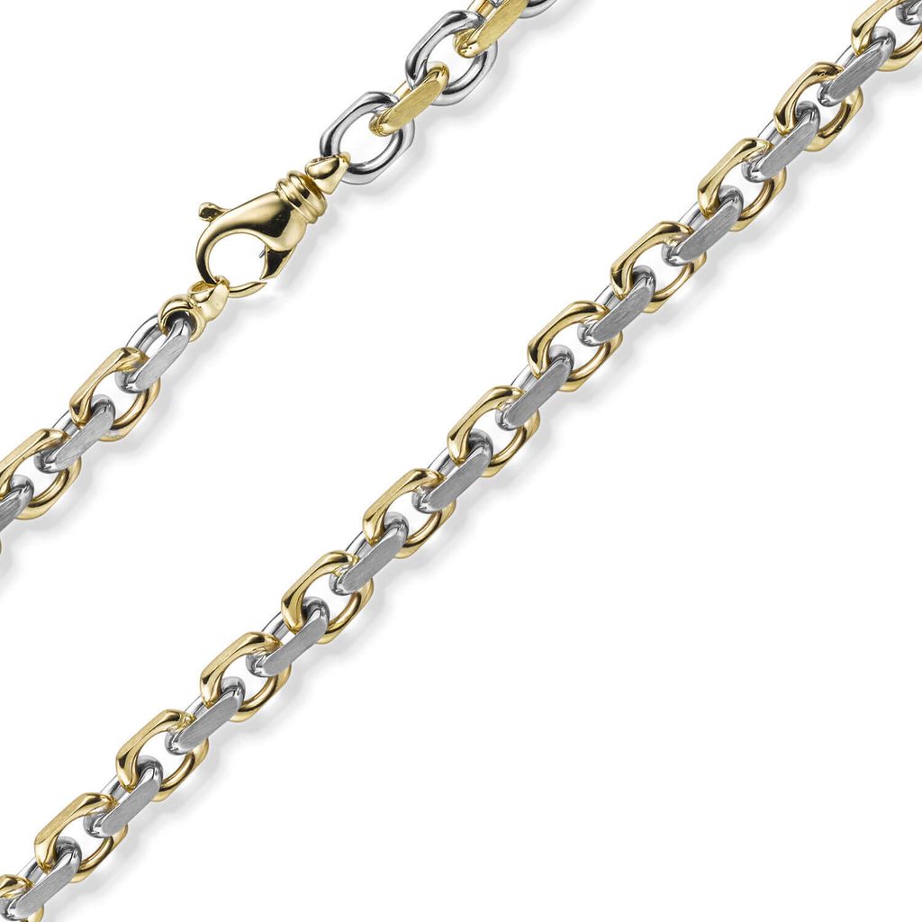6mm Armband Armkette Ankerkette 585 Gold Gelbgold & Weißgold bicolor 21cm Herren