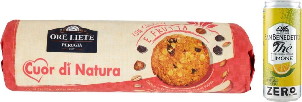 12er-Pack Ore Liete Cuor di Natura Biscotti Frutta,Kekse mit Getreide und Obst,mit Vollkornmehl und ohne Zuckerzusatz,250g + 1er-Pack San Benedett...