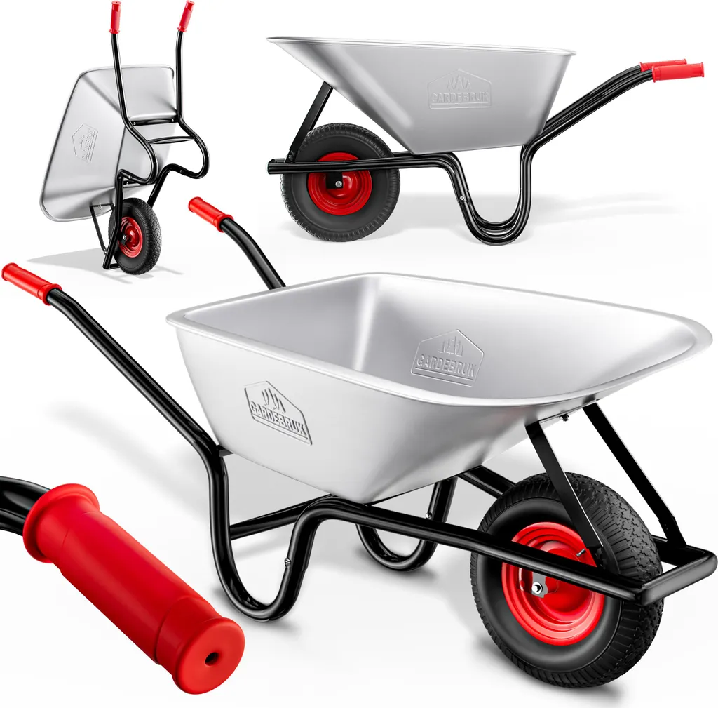 Brouette 250kg Anti-Crevaison Facilitée avec Large Roue Gonflable 100L