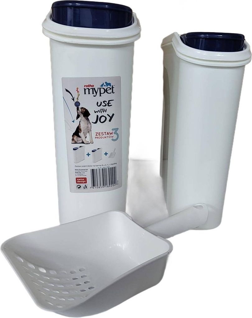 Futterbehälter-Set für Hund & Katze 6L + 4L mit Schaufel – Ideal für 2,3kg + 1,5kg Trockenfutter von ROTHO