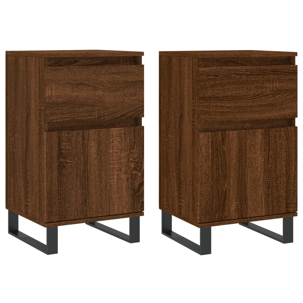 Coppia Credenze Rovere Marrone 40x35x70 cm | Arredo Casa Elegante