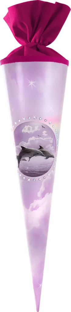 Grand cornet de classe dauphins 70 cm pour fêter la rentrée au CP