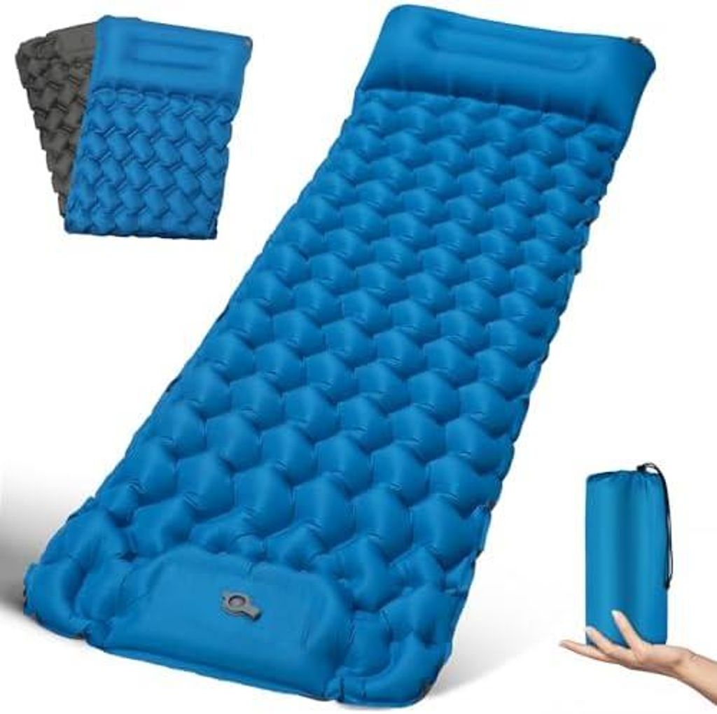 Isomatte Camping Luftmatratze Ultraleicht Camping Matratze mit Kissen Tragbar Luftzellenmatte Wasserdicht Schlafmatte für Outdoor, Wandern, Zelt, ...