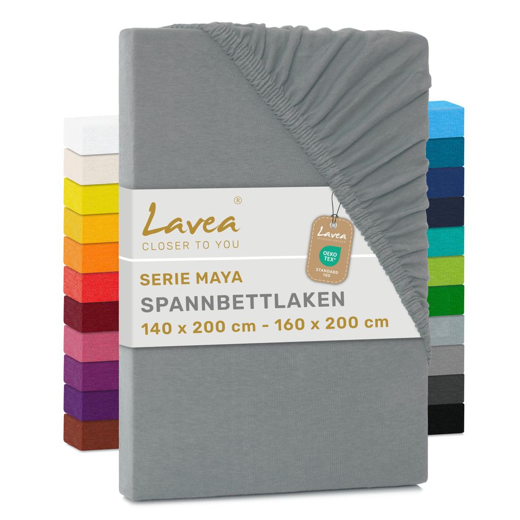 Lavea® Spannbettlaken 140x200cm - 160x200cm Maya Jersey, Produktbild 