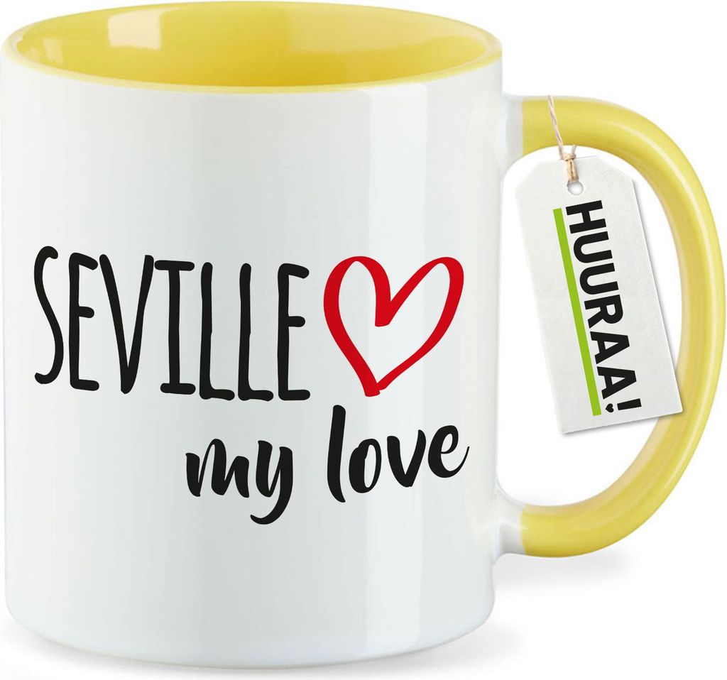 Huuraa Kaffeetasse Seville my love 330ml Gelb Keramik Kaffeebecher Geschenkidee