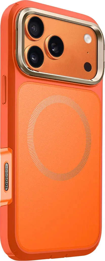 Protège-téléphone iPhone 17 Pro Max orange pour vidéo et recharge