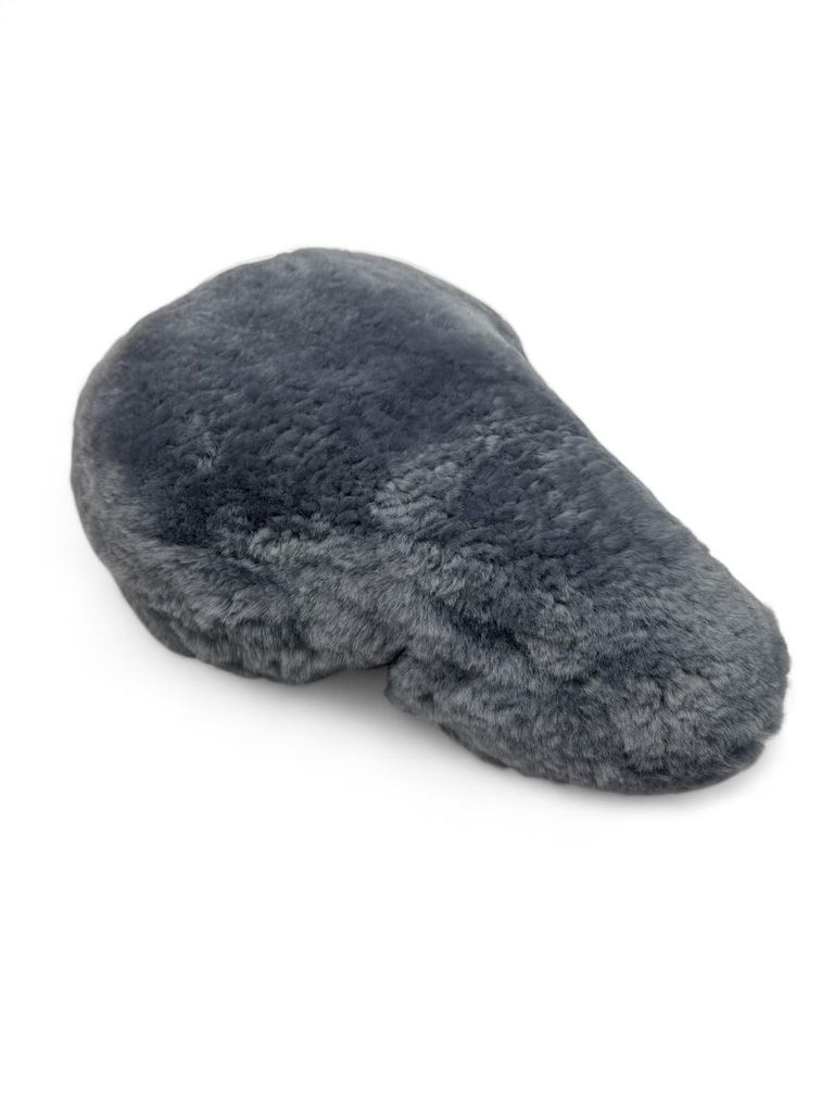 Echter Merino Lammfell Sattelbezug 30 x 20 cm – Premium Fahrradsattel Überzug aus Naturfell – weich, wärmend & atmungsaktiv – Silber/Grau