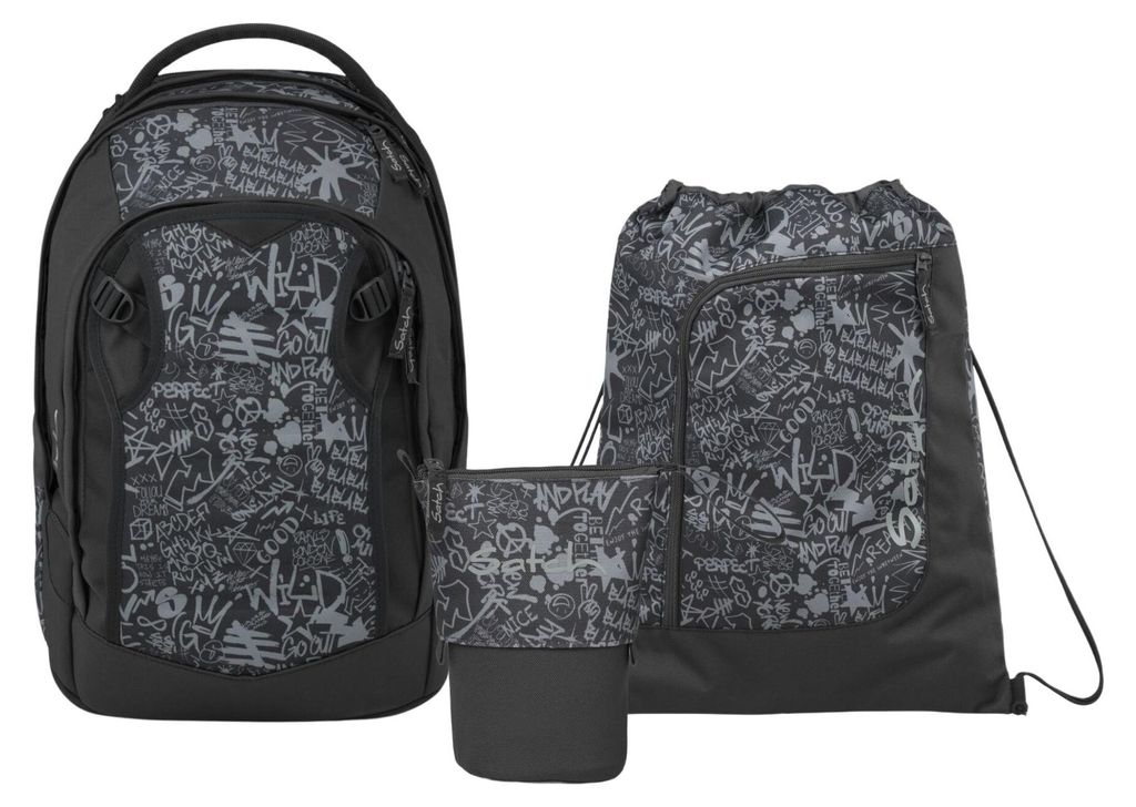 Satch, Schulrucksack-Set MATCH PLUS Street Ink 3-teilig, ab. 5. Klasse