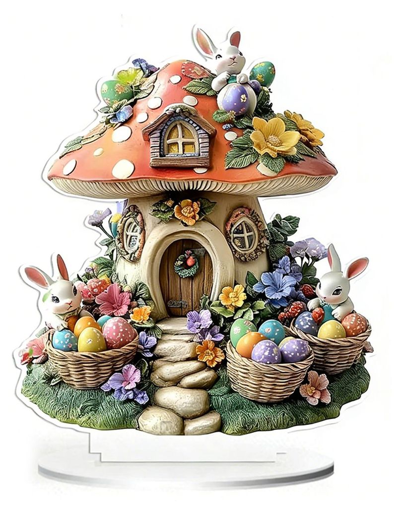Osterhasen-Tischdeko, 2D-Acryl-Hasenei, Tischdekoration, Frühlings-Tischmittelstück für die Ecke oder den Kamin