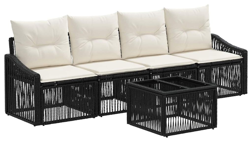 vidaXL Gartensofa-set 5 pcs Schwarz Poly-Rattan