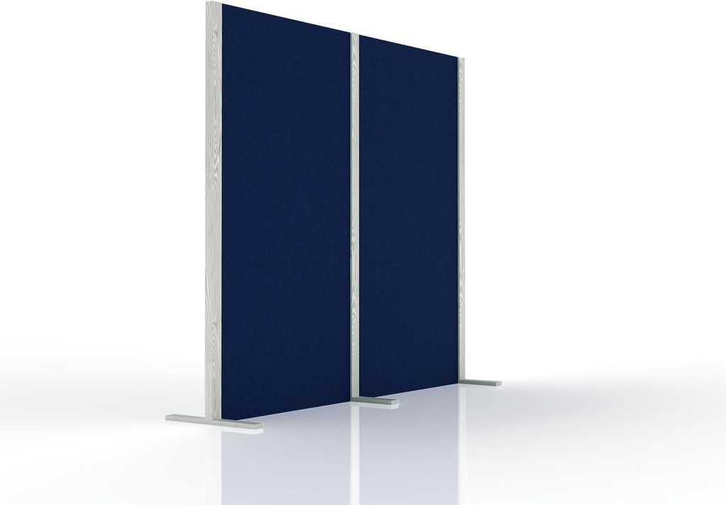 Stellwand Akustik Wood 214 x 180 cm (B x H) Zweibeinstativ Filz blau