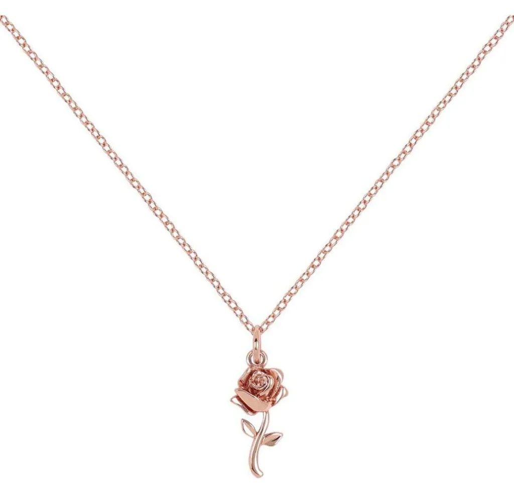 Idée cadeau Disney : collier La Belle et la Bête Rose pour anniversaire