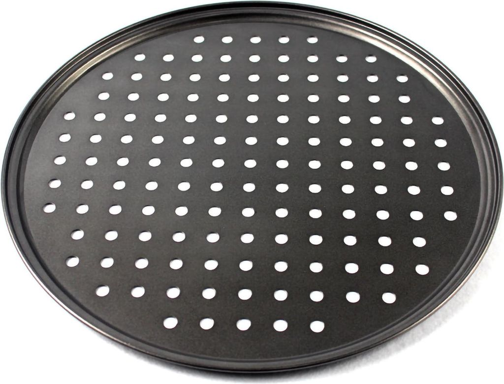 Perforierte Pizzapfanne, Antihaftbeschichtung, leicht zu entformen, fester Boden, belüftete Pizzapfanne, 26 cm