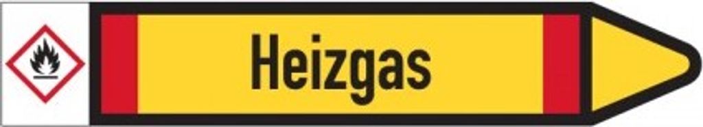 Dreifke Aufkleber I RKZ-Etikett Heizgas, rechts, DIN, gelb/schwarz/rot, für ...