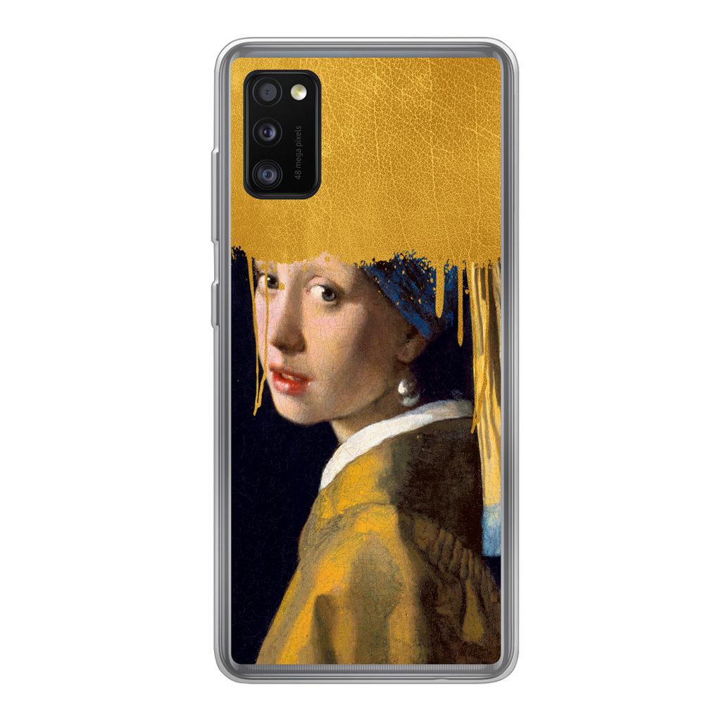 MuchoWow Handyhülle Schutzhülle Hülle für Samsung Galaxy A41 Mädchen mit einem Perlenohrring - Gold - Vermeer Silikon Softcase Handy Hülle ...