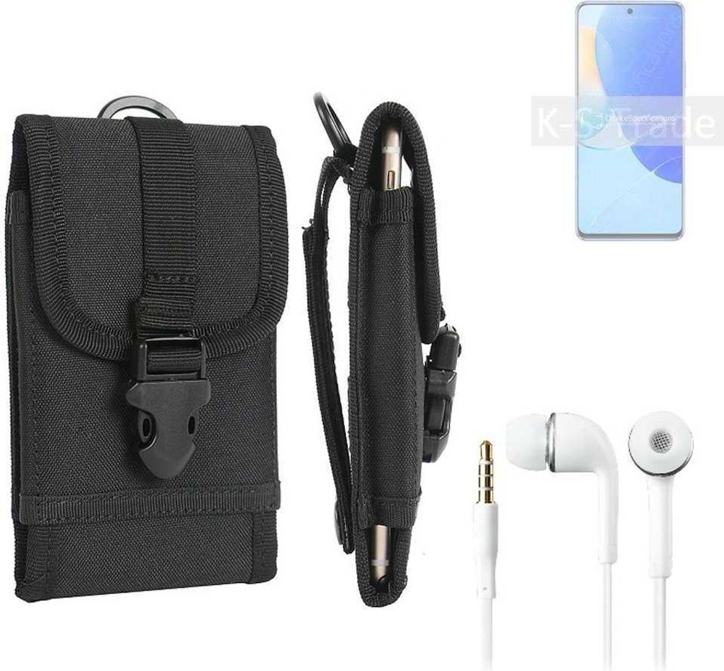K-S-Trade Holster Schutz Hülle kompatibel mit Huawei nova 9 SE Gürteltasche Handy Hülle Tasche outdoor Seitentasche schwarz 1x + Kopfhörer