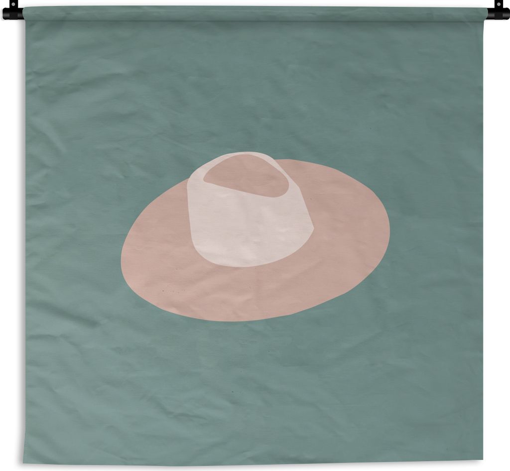 MuchoWow Wandteppich Wandbehang Sommer - Hut - Grün 150x150 cm Tapisserie Dekoration Wandtuch - Wohnaccessoires - Modernes