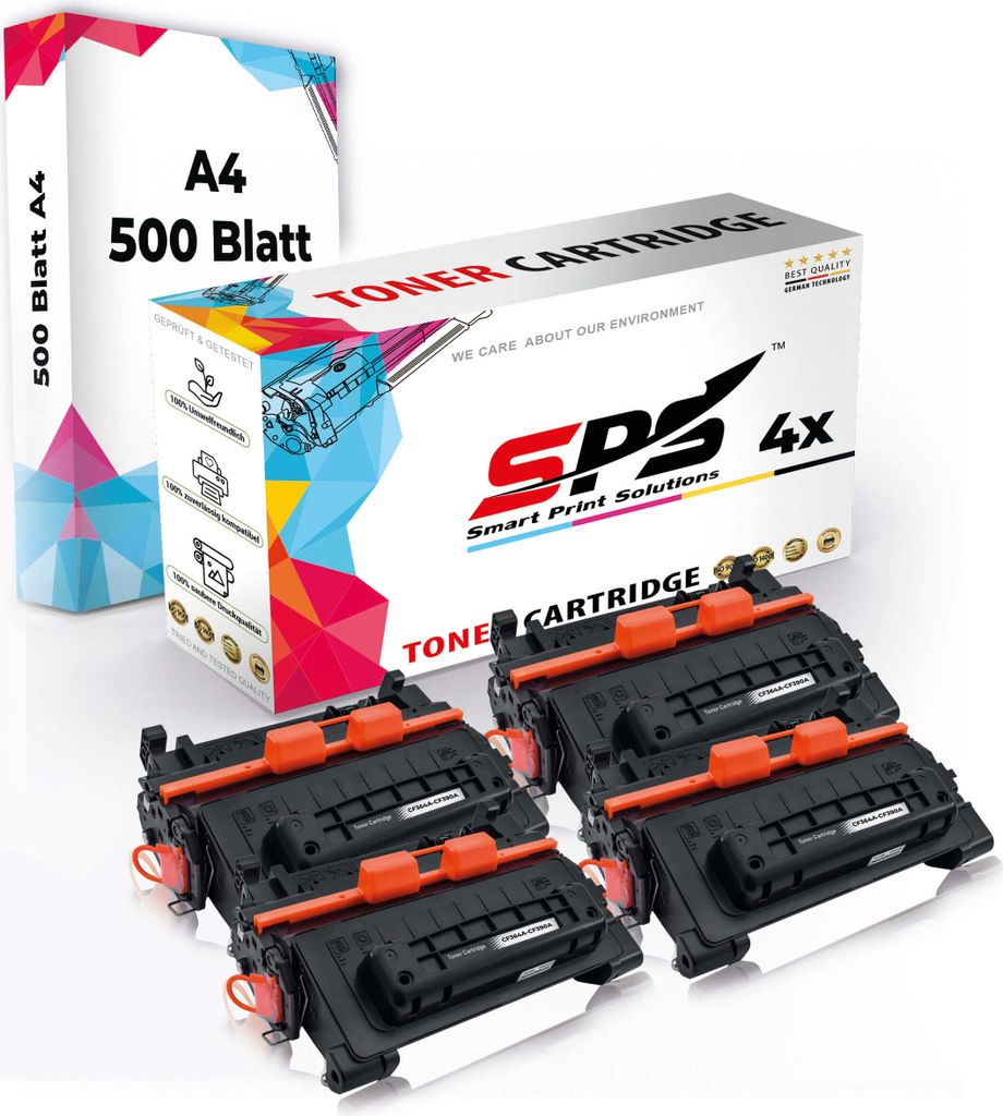 Druckerpapier A4 + 4x Multipack Set Kompatibel für HP LaserJet P 4515 dn (CC364A/64A) Toner Schwarz