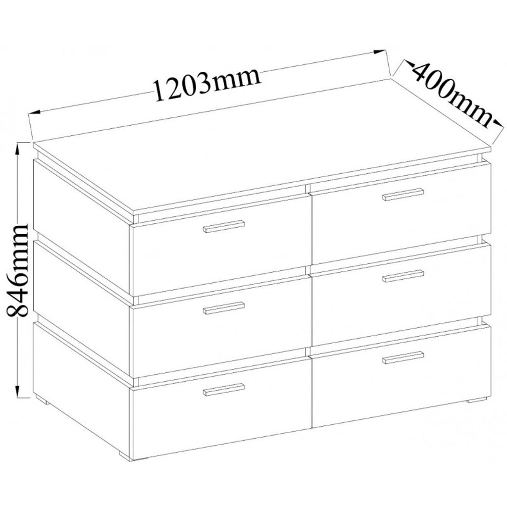 Schöne moderne Kommode mit 8 Schubladen 120 cm Sideboard  Schrank Weiß Sonoma 