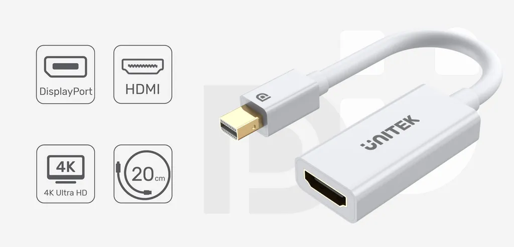 Convertitore Premium Mini DisplayPort a HDMI 4K - Unitek Y-6331 Bianco - 10