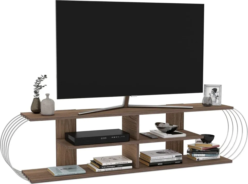 Mobile TV Robertsfors 180x31x42cm Noce e Cromo | Salotto Moderno