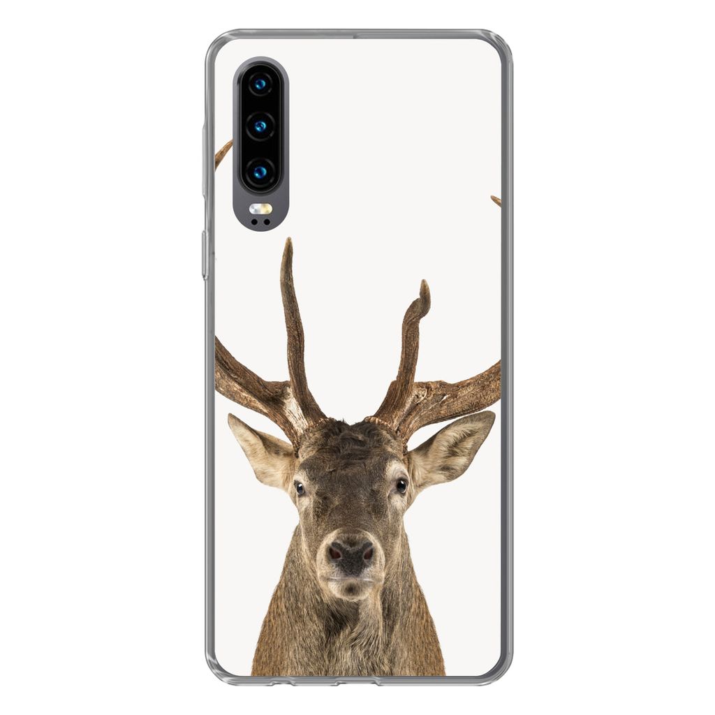 MuchoWow Handyhülle Schutzhülle Hülle für Huawei P30 Hirsche - Tiere - Geweih - Kinder - Jungen Silikon Softcase Handy Hülle - Kartenbesitzer