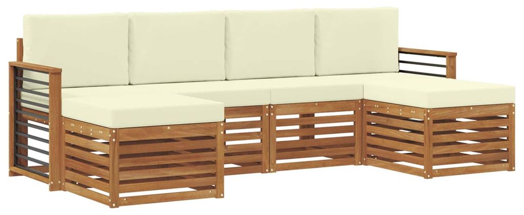 vidaXL Sofagarnituren 6 pcs Natur und Creme Massivholz Akazie