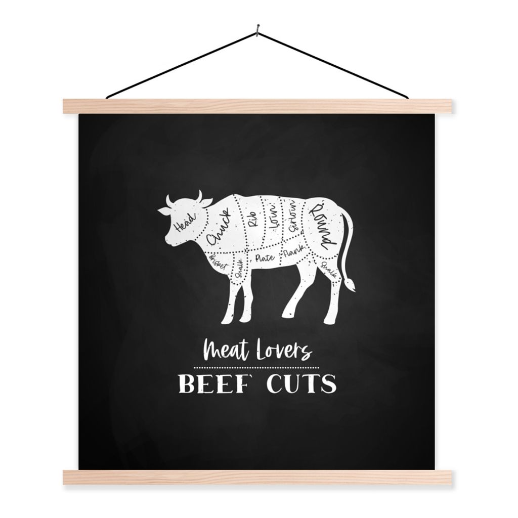 MuchoWow® Textilposter Kuh - Fleisch - Metzger 40x40 cm mit Produktbild 