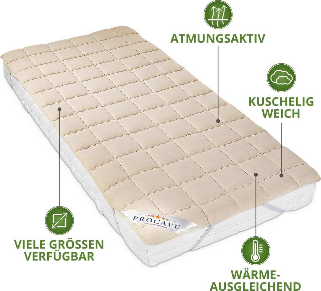PROCAVE Schurwolle Unterbett in verschiedenen Größen - Produktbild 4