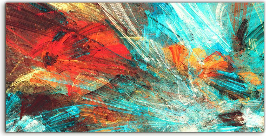 Coloray Spritzschutz aus Glas 100x50 Wandkunst Küchenrückwand Foto Bild abstrakt Aquarell farbenfroh