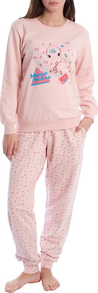Kisses&Love Damen Winter-Pyjama aus Plüsch-Baumwolle KLP2