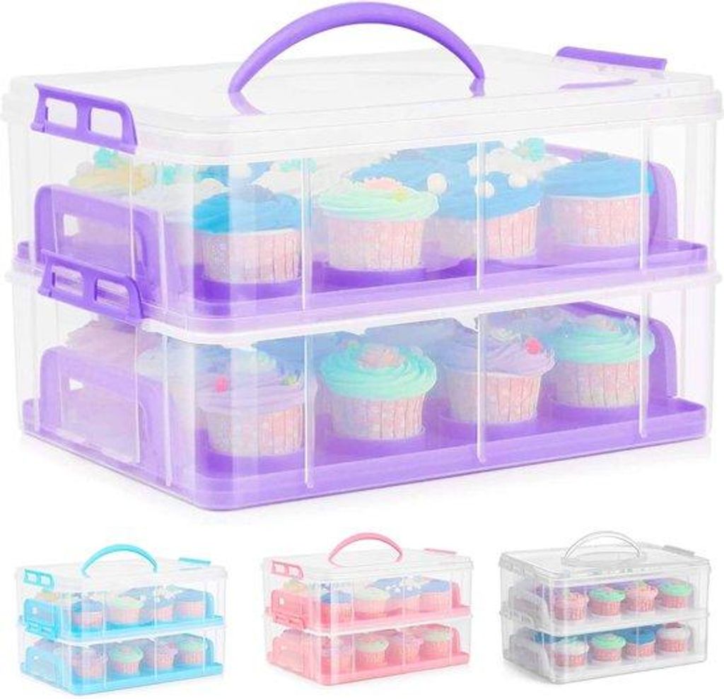 Kupferneuheit 2-Tier-Tasche für bis zu 36 Cupcakes - Stabiler und sicherer Aufbewahrung für Muffins und Torten