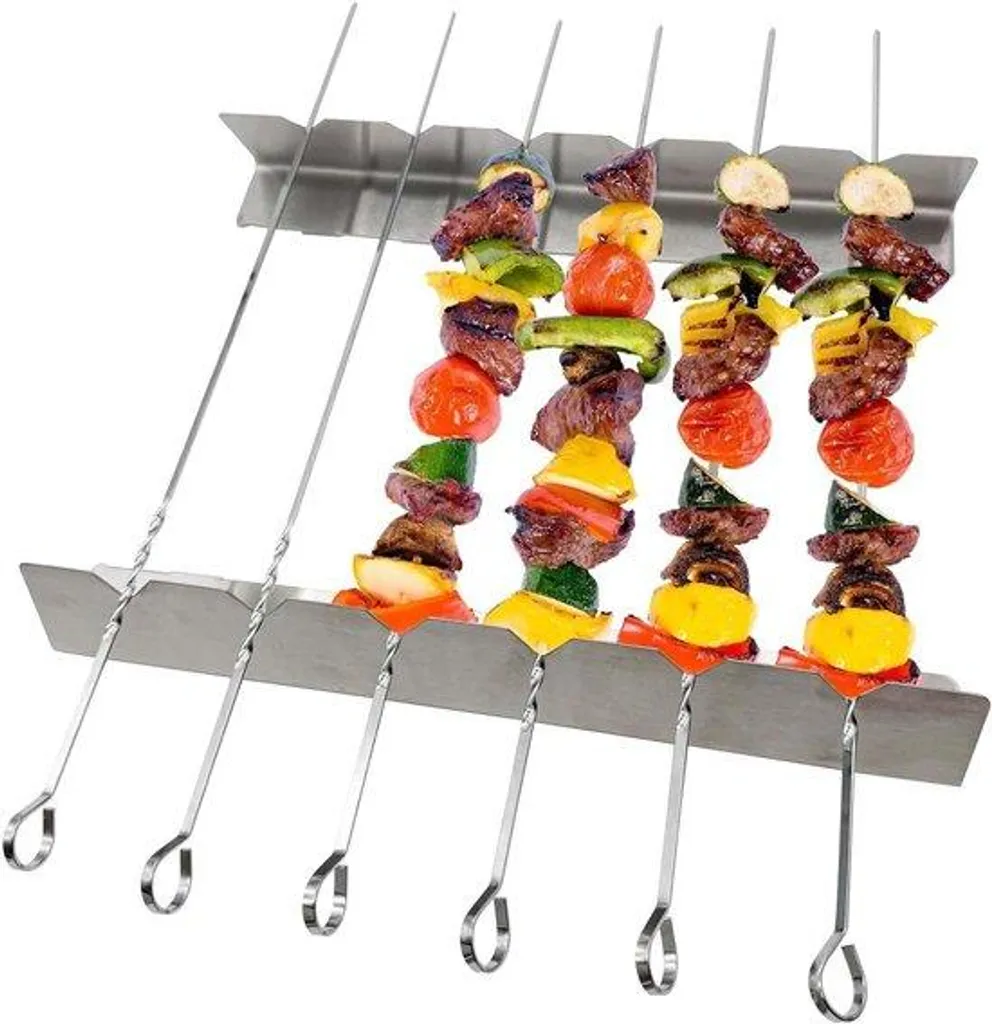 Kit ustensiles de barbecue complet en inox avec sac et cadre de support