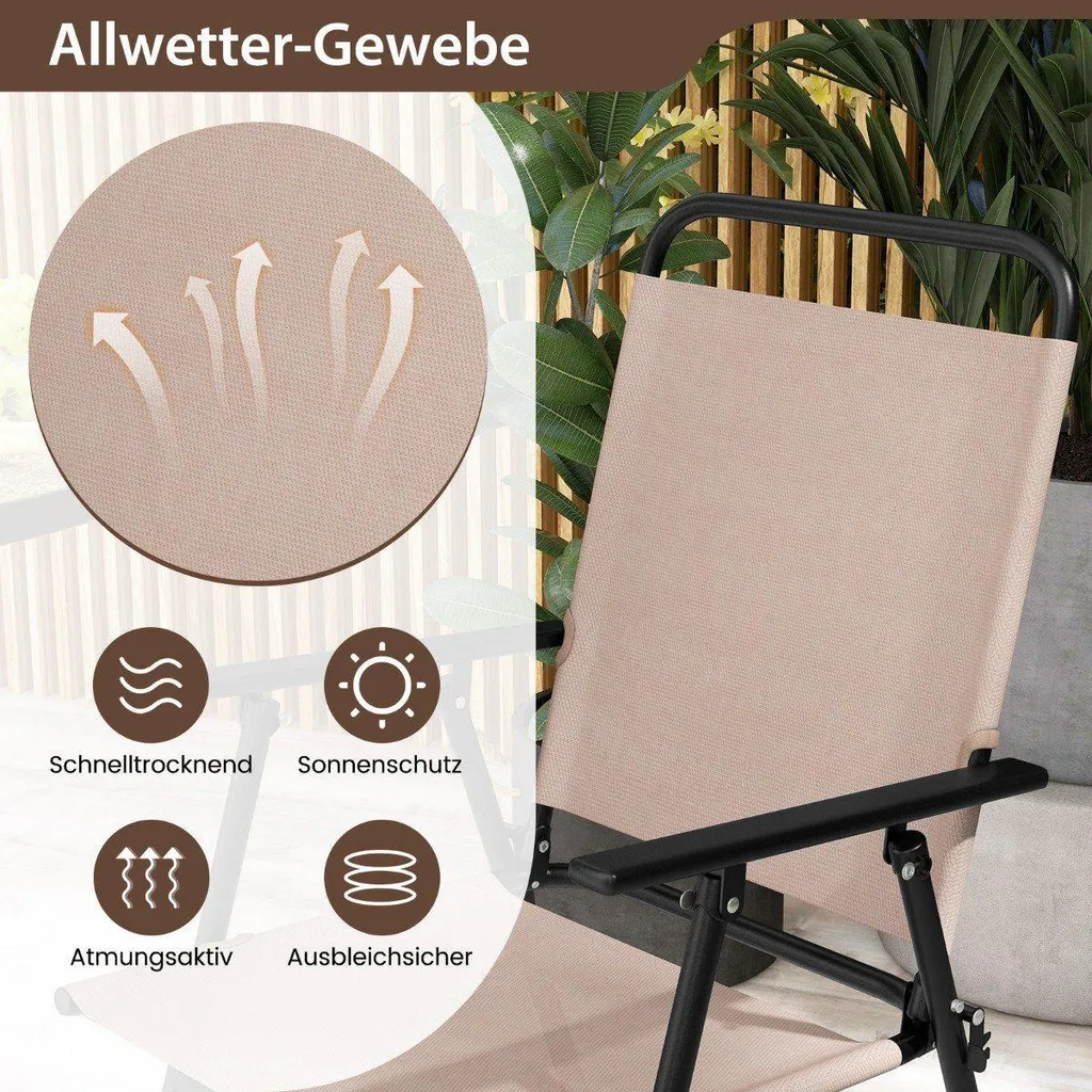 Petit ensemble repas extérieur beige pour balcon avec table et chaises