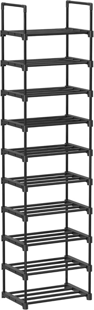 Schuhregal mit 10 Ebenen, offener Schuhschrank hoch, Schuhst?nder schmal, Schuhaufbewahrung, aus Metall, platzsparend, fš¹r Ankleidezimmer, Flur,...
