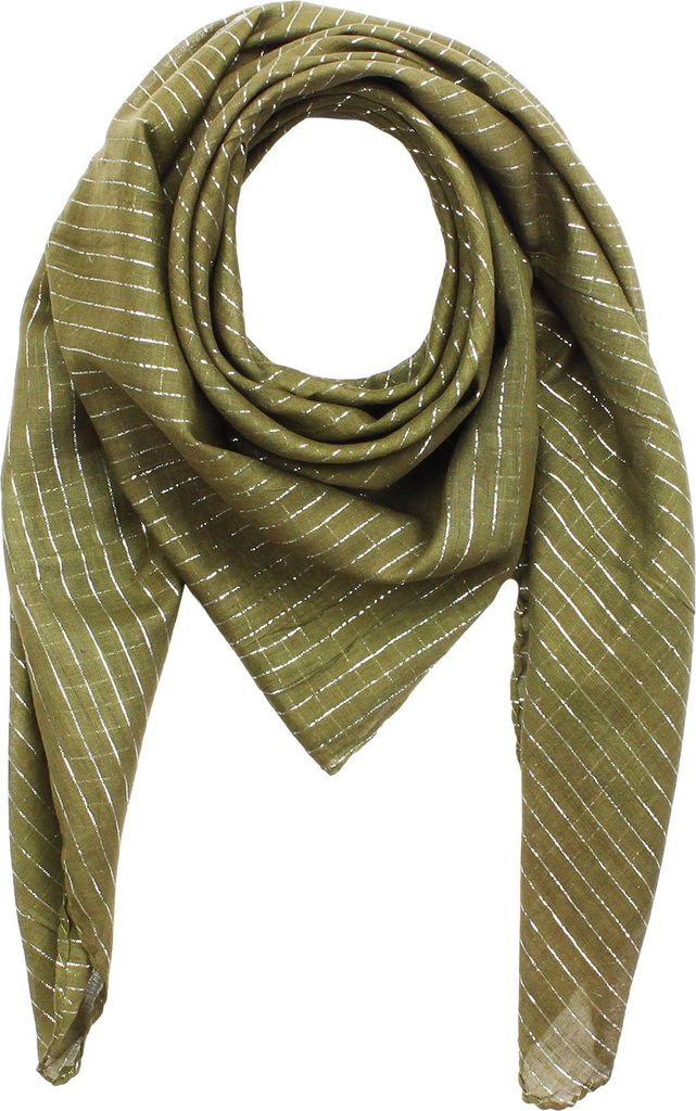 Baumwolltuch - grün - oliv 1 Lurex silber - quadratisches Tuch