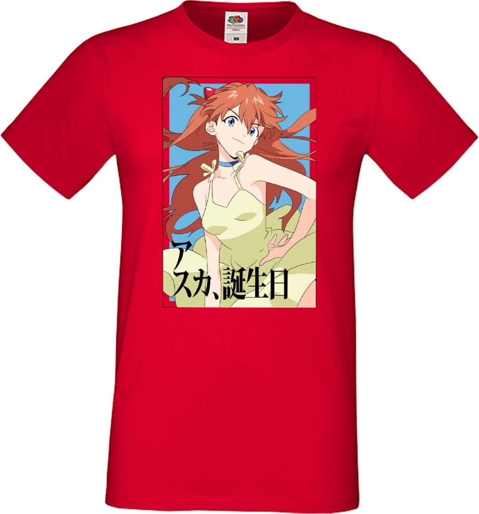 Herren T-Shirt Anime Manga Neon Anime Genesis Manga Evangelion Asuka Langley Soryu 03 Asuka Langley, Man 3XL / Schwarz